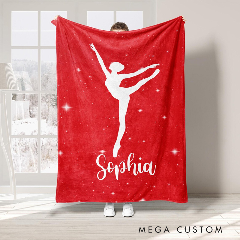 Personalized Starry Ballerina Blanket Flannel Blanket Ballet Lover Blanket with Name for Dance Lovers Dancer