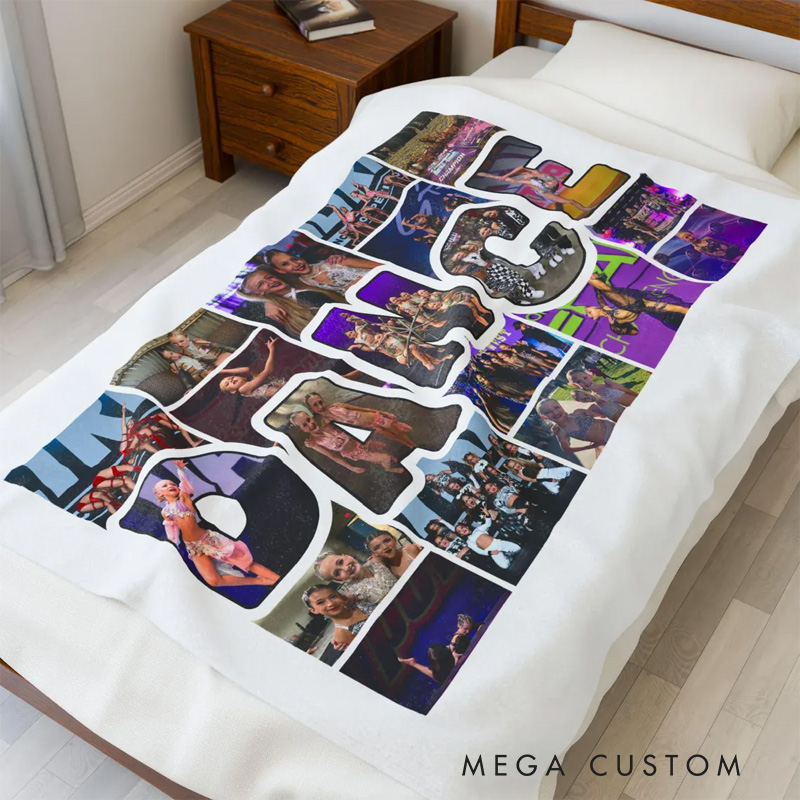 Personalized Dance Collage Photo Blanket Flannel Blanket Ballet Lover Blanket with Name for Dance Lovers Dancer
