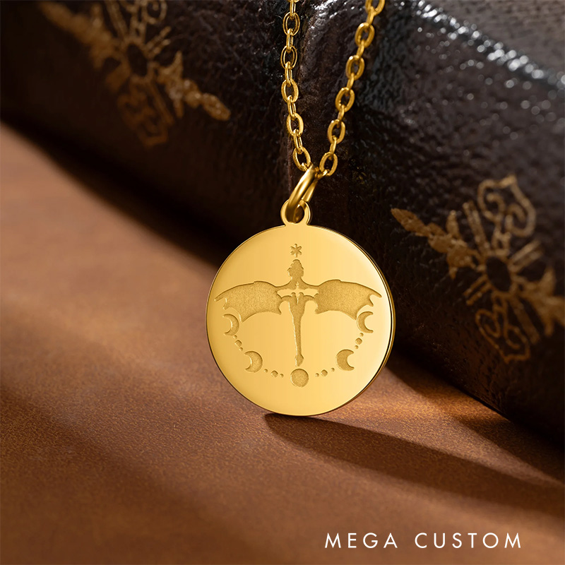 Personalized Fantasy Dragon Rider Moon Night Necklace with Name Christmas Gift for Women Bookworms Book Lovers Gift