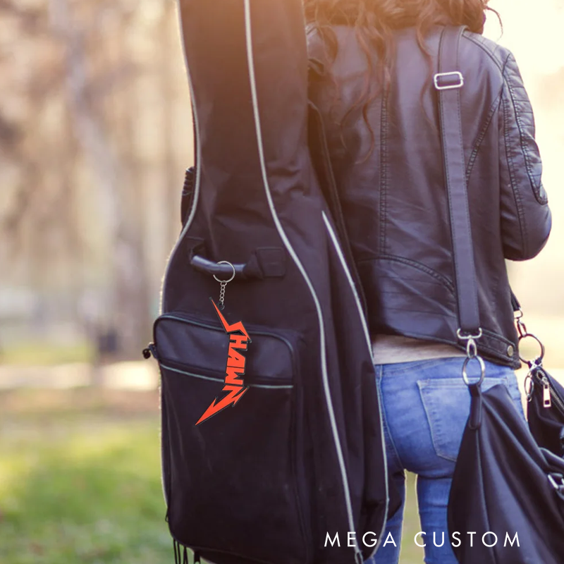 Personalized Multicolor 3D Printed Metal Inspired Keychain With Text Birthday Gift for Metal Rock Lover