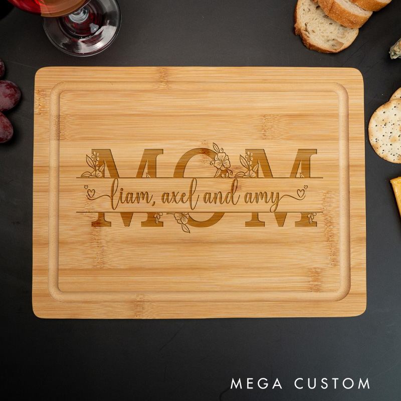 Personalized Mom Monogram Cutting Board for Bakers Mom's Kitchen Engraved Serve Board for Baking Lover Gift Mothers Day Gifts for Her