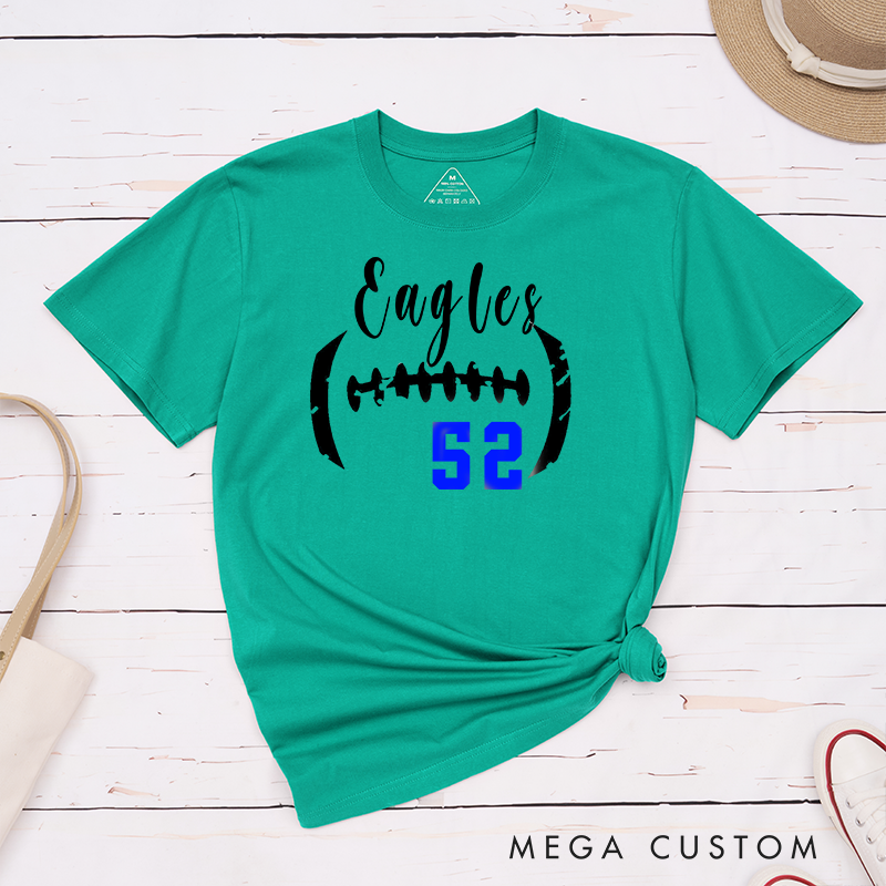 Personalized American Football and Rugby T-Shirts Customized with Your Team Name and Number-Game Day Shirt