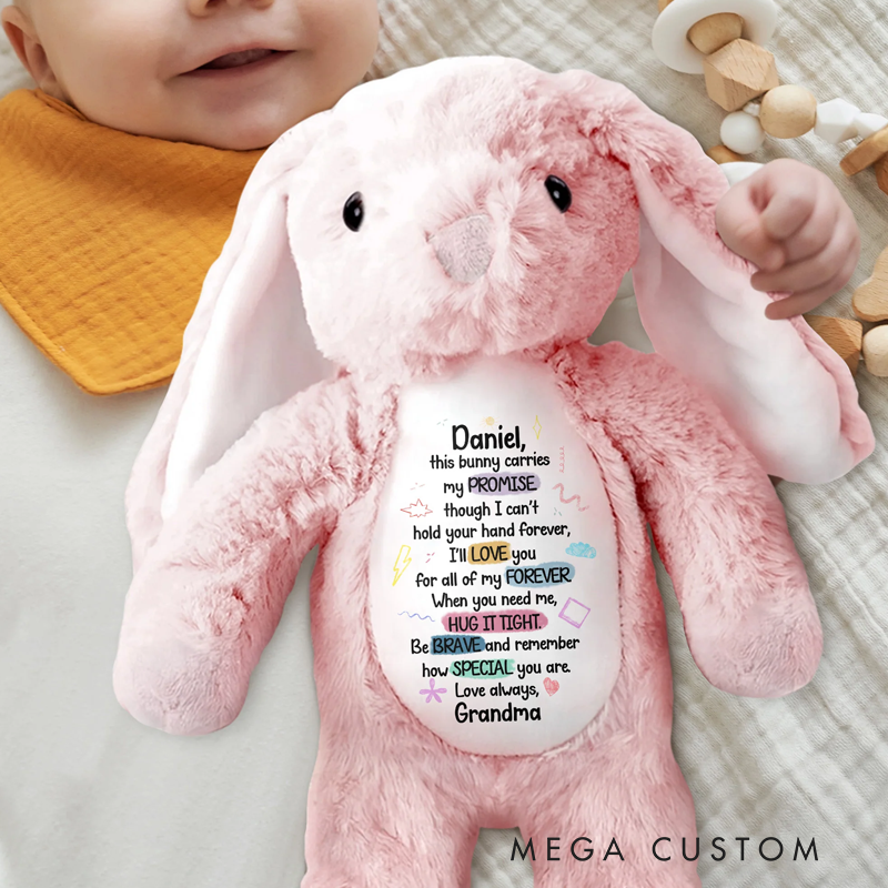 Personalized This Bunny Carries My Promise Love You Forever Stuffed Bunny Gift for Grandchildren