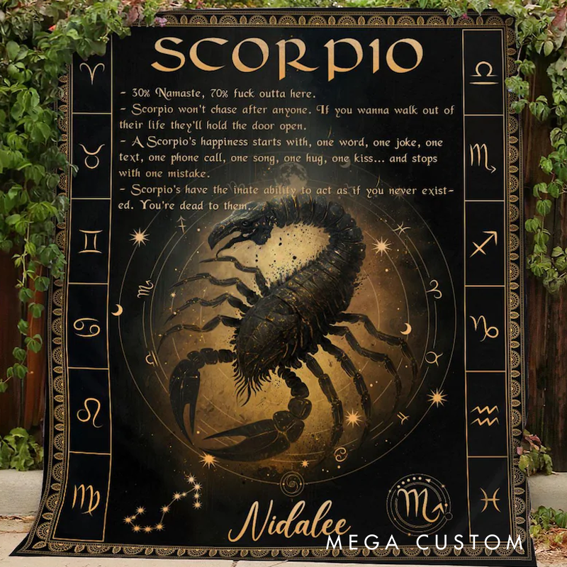 Personalized Scorpio Blanket Horoscope Astrology Blanket for Scorpio Custom Name Constellations Quilt Tarot Zodiac Sign Birthday Gifts