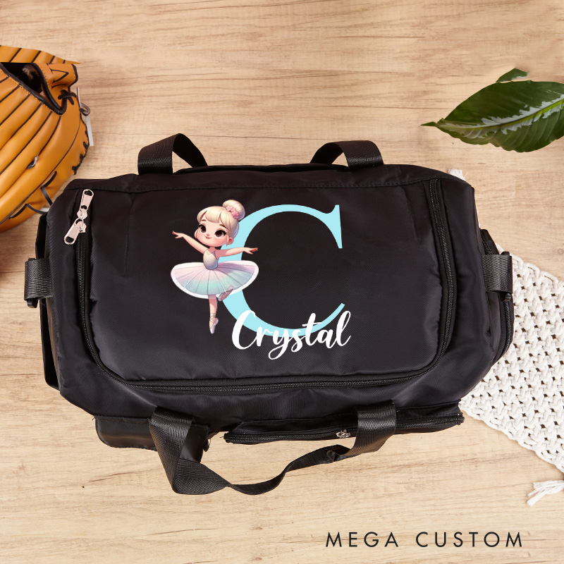 Personalized Cartoon Swan Lake Ballet Girl Stars Waterproof Large Travel Duffle Bag Dance Bag with Shoe Compartment and Shoulder Strap for Dance Lover