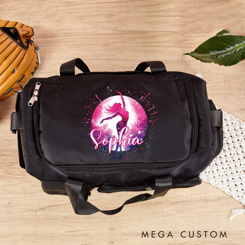 Personalized Ink Ballerina Street Dancer Waterproof Large Travel Duffle Bag Dance Bag with Shoe Compartment and Shoulder Strap for Dance Lover