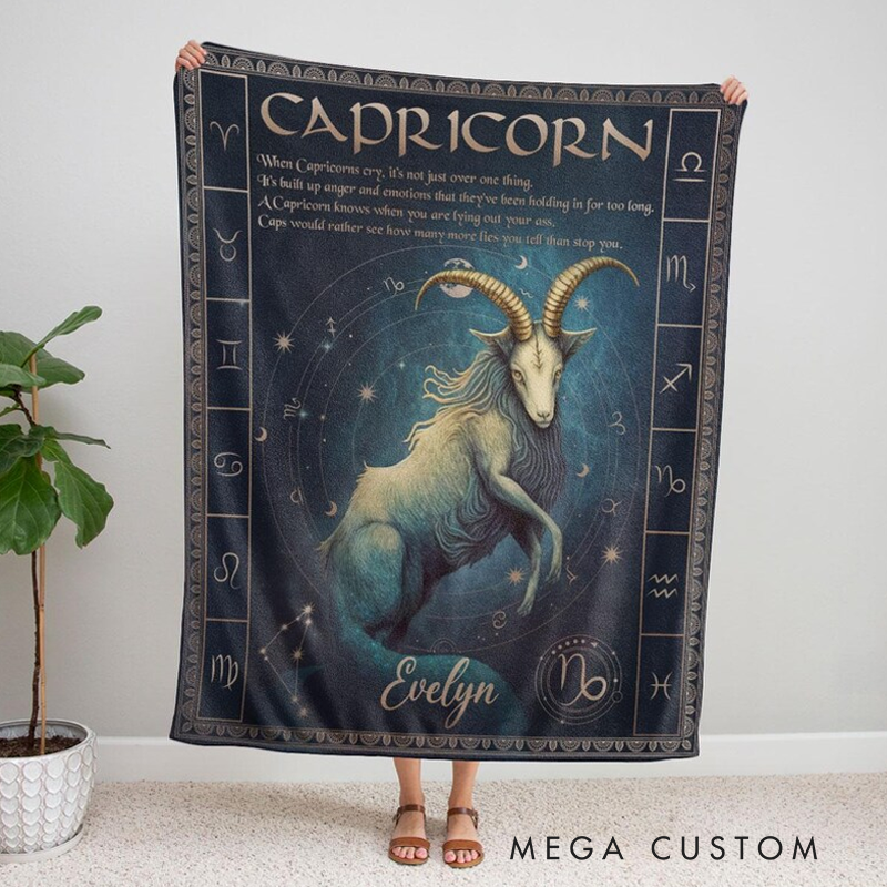 Personalized Zodiac Capricorn Blanket Custom Name Constellations Quilt Tarot Horoscope Astrology Blanket Horoscope Blanket for Capricorn