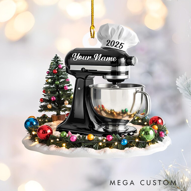 Personalized Baking Mixer Christmas Ornament 2025 Acrylic Kitchen Appliance Keepsake Holiday Tree Decor for Bakers and Pastry Lovers Baking Lover Gift