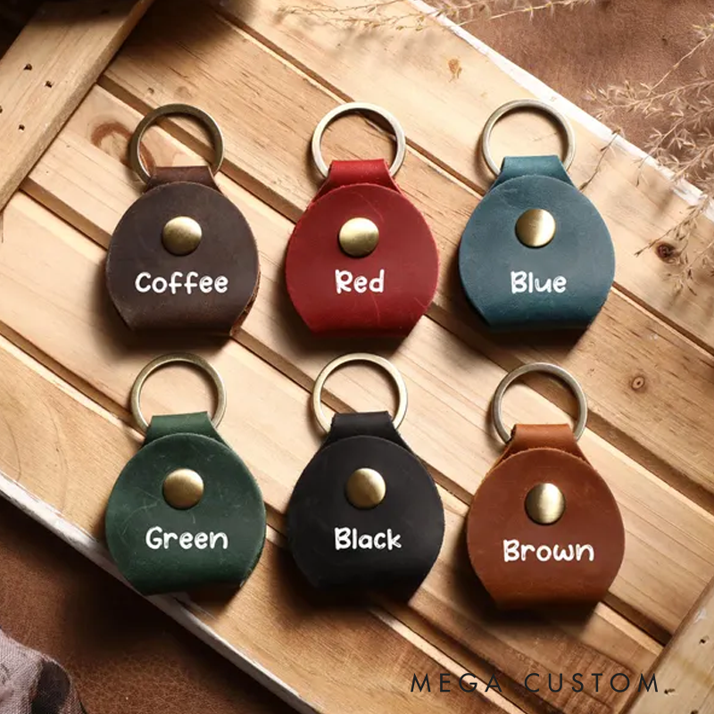 Personalized Leather Guitar Pick and Silver Commemorative Coins Custom Guitar Pick Key Fob Guitar Player Gift Case Guitar Pick Keychain