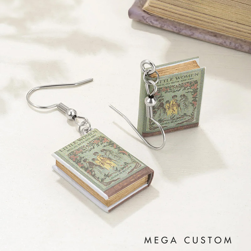 Miniature Book Cover Dangle Drop Earrings for Reading Lovers Writer Librarian Book Lovers Gift