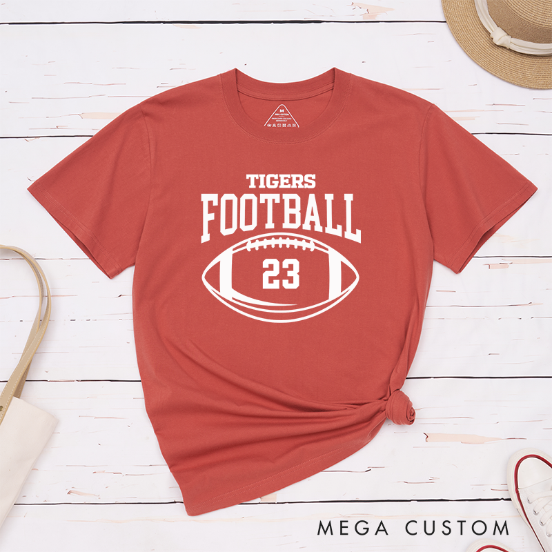 Personalized American Football and Rugby T-Shirt with Custom Team Name and Number