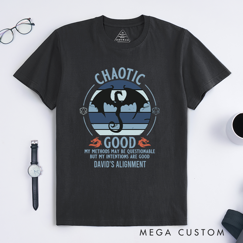Personalized Chaotic Good DnD Geek Gamer T-Shirt Funny D&D Gift for Players Gift for Gamers Lover