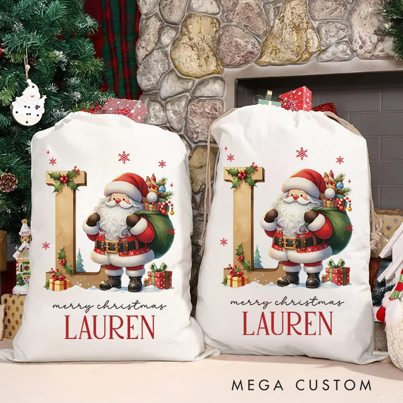 Personalized Santa Claus Christmas Gift Bags Custom Santa Design Christmas Bag Christmas Present Bag Holiday Gift Bags for Kids