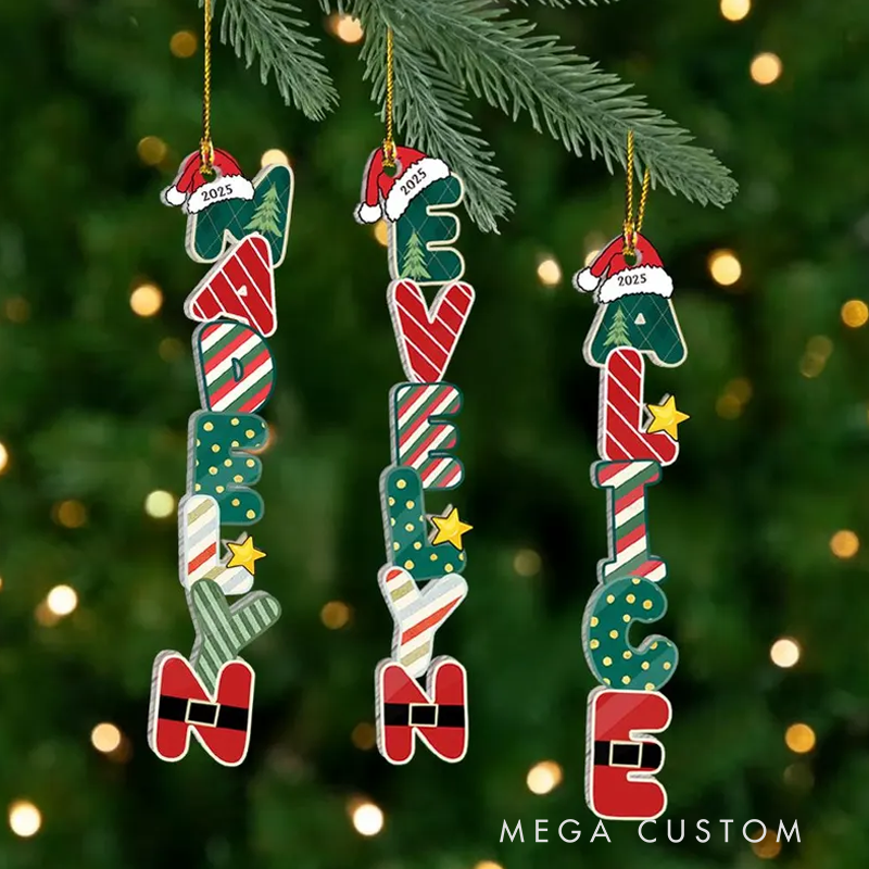 [Copy]Personalized  Gingerbread Alphabet Ornament Kids Name Ornament, Christmas Tag for Stockings 