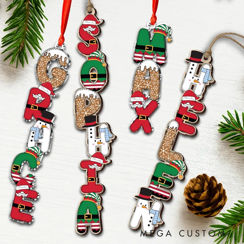 [Copy]Personalized Christmas Name Letter Ornament 2025 Custom Christmas Tag Stocking Tag Christmas Gift 