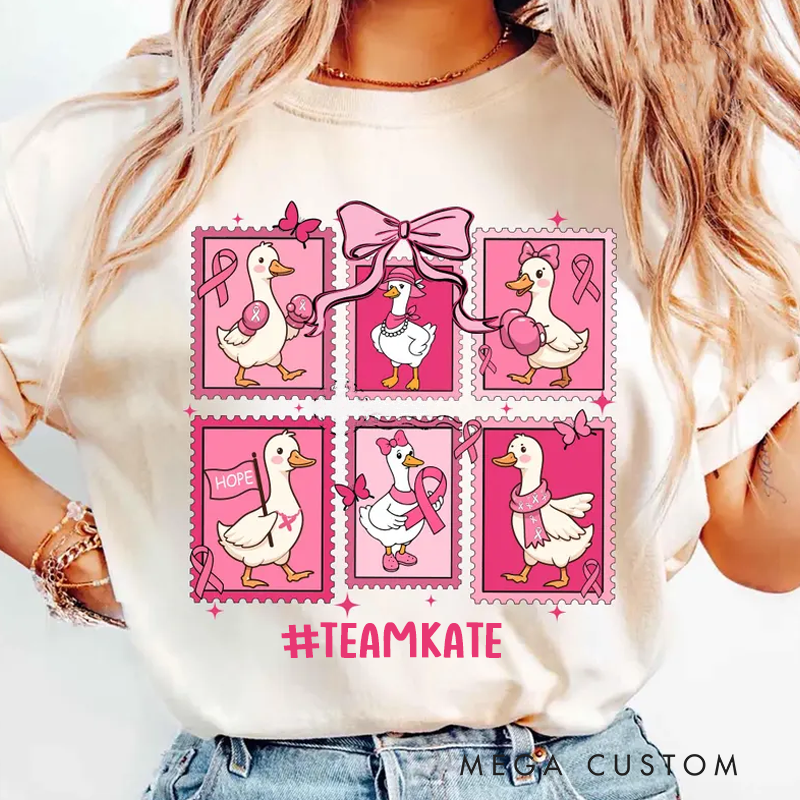 Personalized Breast Cancer Awareness Month Comfort Colors Shirt I Wear Pink for Breast Cancer Shirt Goose Pink Ribbon Tshirt Breast Cancer Fighter Gift