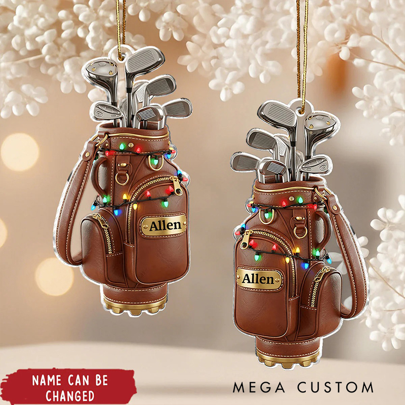 Personalized Golf Actylic Christmas Ornament with Custom Name
