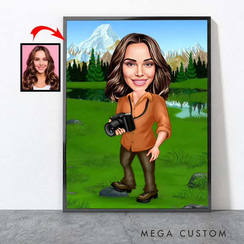 Personalized Cartoon Photographer Portrait Photographer Gift