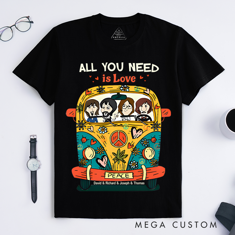 Personalized Classic T-Shirts Retro Hippie Graphic Tee Perfect for Classic Rock and Hippie Style Lovers and 60s Music Fans T-Shirt