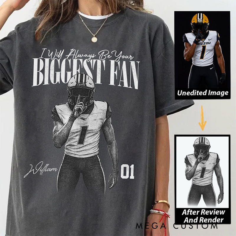 Personalized Biggest Fan T-Shirt with Player Image and Name Customization 