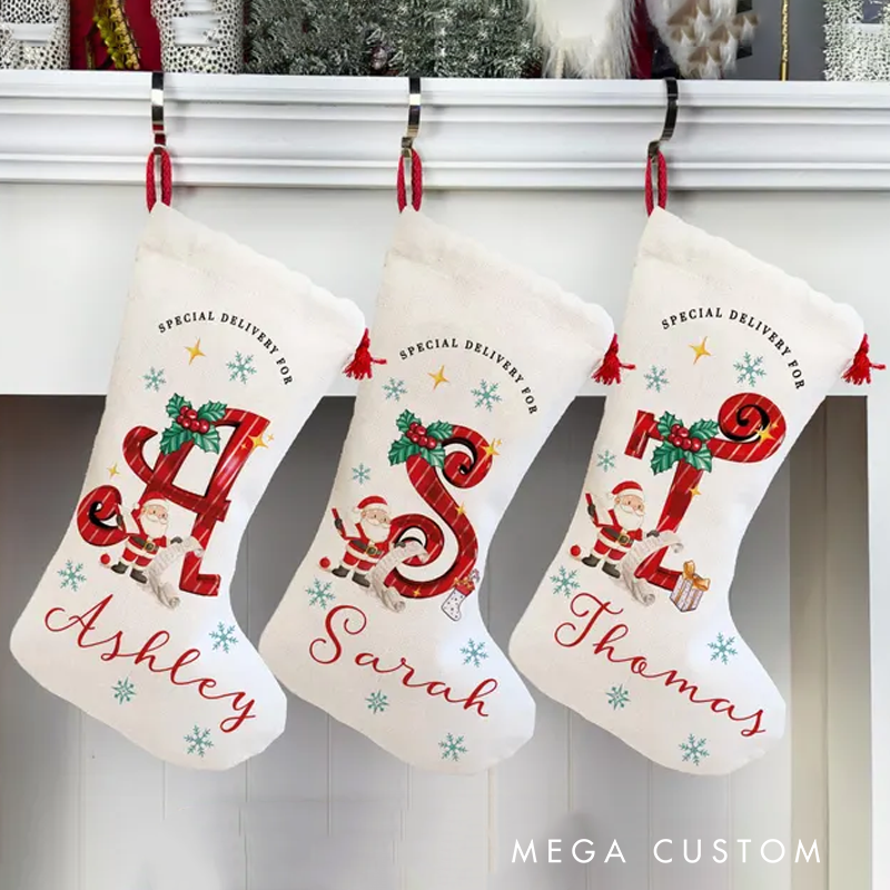 Personalized Christmas Santa Stocking Custom Christmas Stocking Special Delivery Kids Stocking for Christmas Personalized Christmas Family Stocking