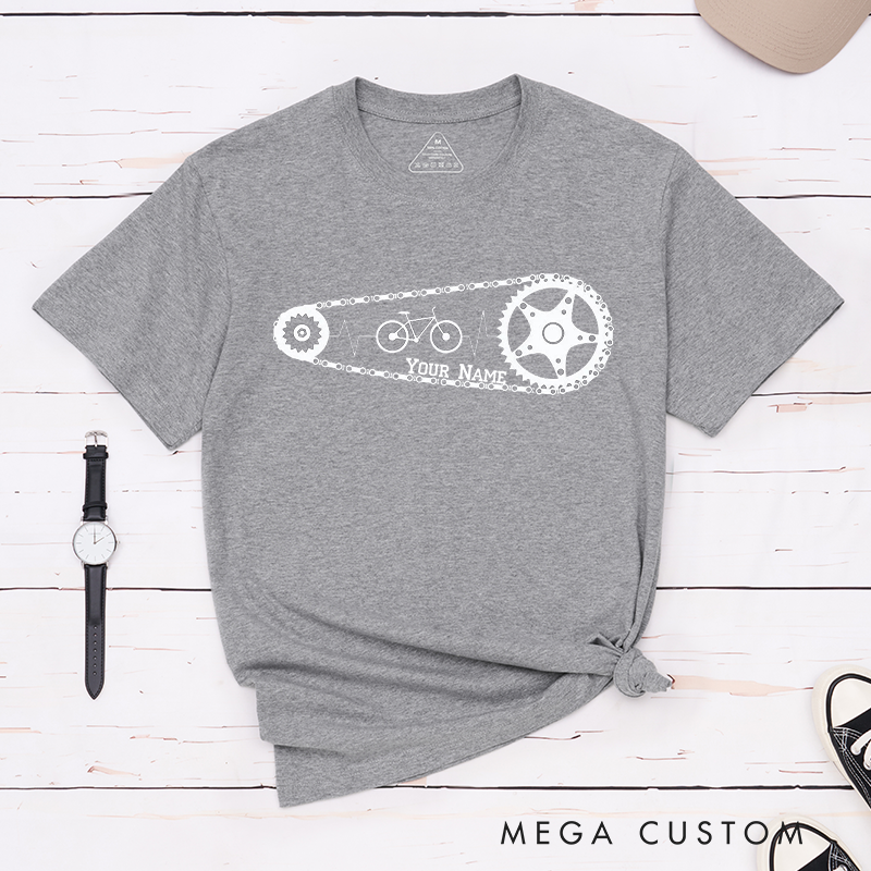 Personalized Cycling Chain T-Shirt with a Heartbeat Motif for Outdoor Adventures Riding Cycling Biking Enthusiasts