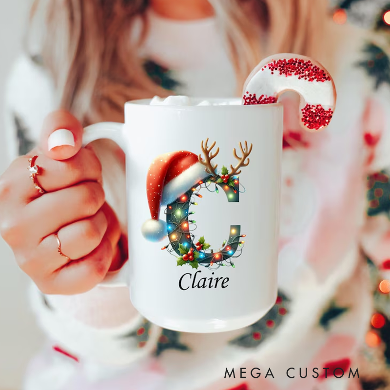 Personalized Christmas Mug Custom Name Mug Personalized Hot Chocolate Mug Monogram Mug Christmas Coffee Cup Custom Mug Gifts Secret Santa