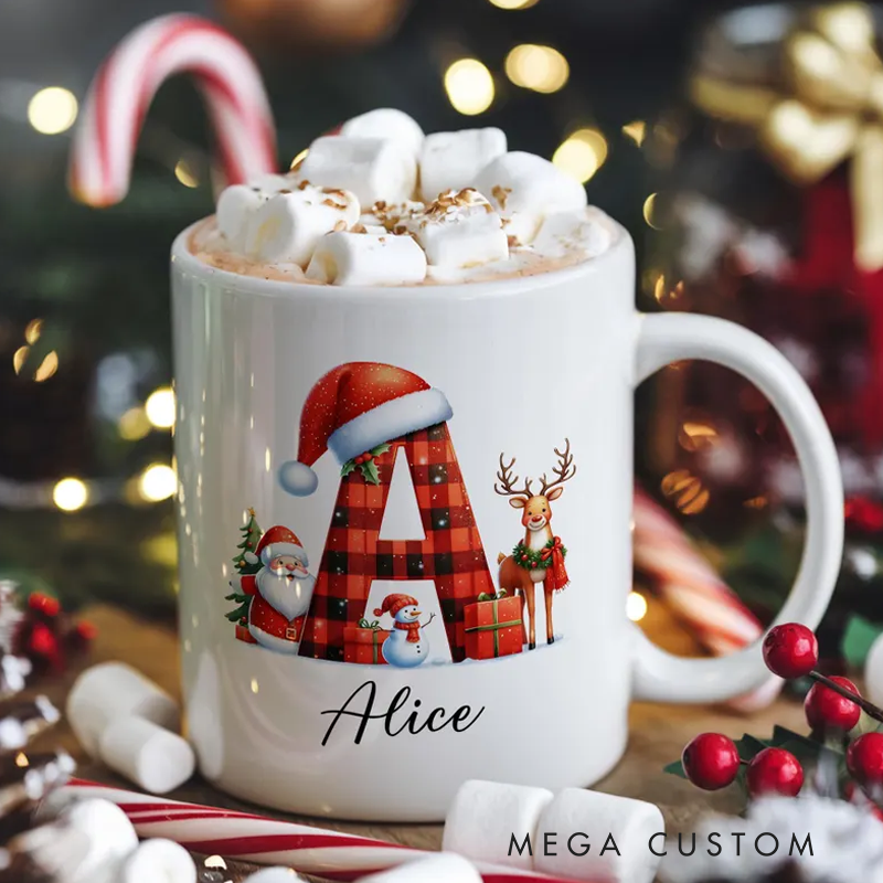 Personalized Name Mug Custom Christmas Mug Ceramic Mug Hot Chocolate Mug Name Mug Xmas Gifts Letter Mug Winter Mug Xmas Mug