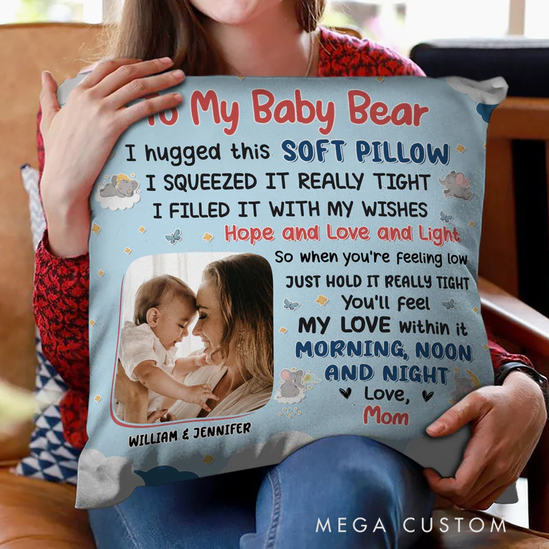 Personalized Photo Grandma Mother Hugged This Soft Pillow Gift for Granddaughter Grandson Kids Pillow