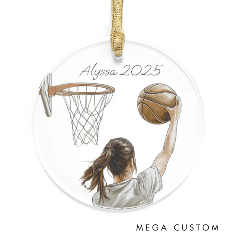 Personalized Basketball Girl Christmas Ornament Custom Name and Year Decoration
