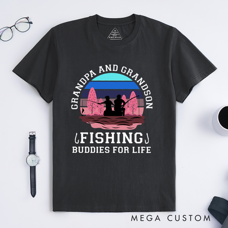 Funny Fishing T-Shirt Fishing Gifts Buddies for Life Design Comfortable Cotton T-Shirt Perfect Gift for Fishing Enthusiasts and Family Bonding