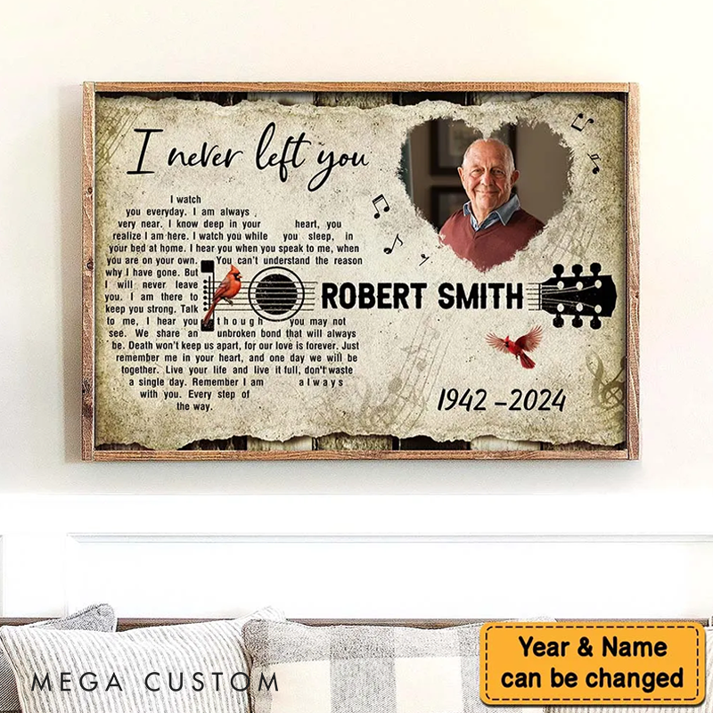 Personalized Memorial Gift With Guitar and Cardinal Music on Poster