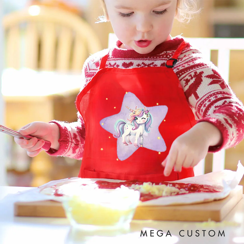 Personalized Cute Animals Adjustable Apron Chef Hat Set with Pocket and Name Cooking Baking Birthday Gift for Kids