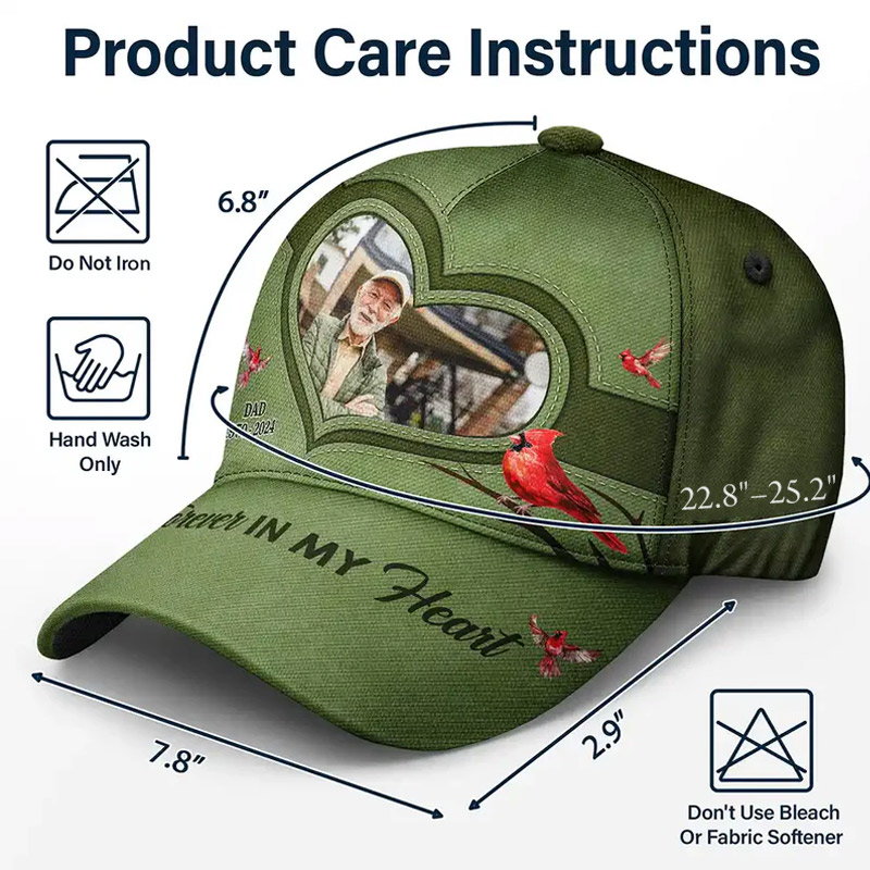 Personalized Classic Cap Custom Photo Memorial I'll Carry You With Me Until I See You Again Baseball Cap Sympathy Gift
