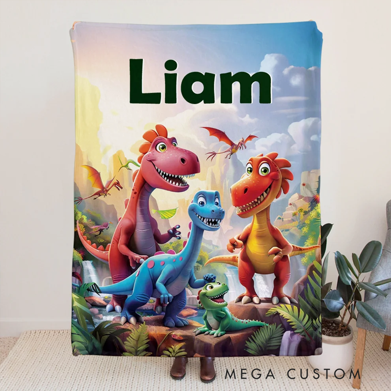 Personalized Soft Blanket with Name for Kids (Monster Trucks Dinosaurs Fantasy Unicorns) Birthday Gift for Children