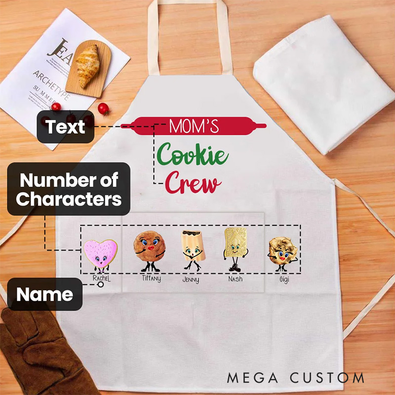 Personalized Cookie Crew Apron with Name Gift for Family Baker Baking Lover Christmas Gift