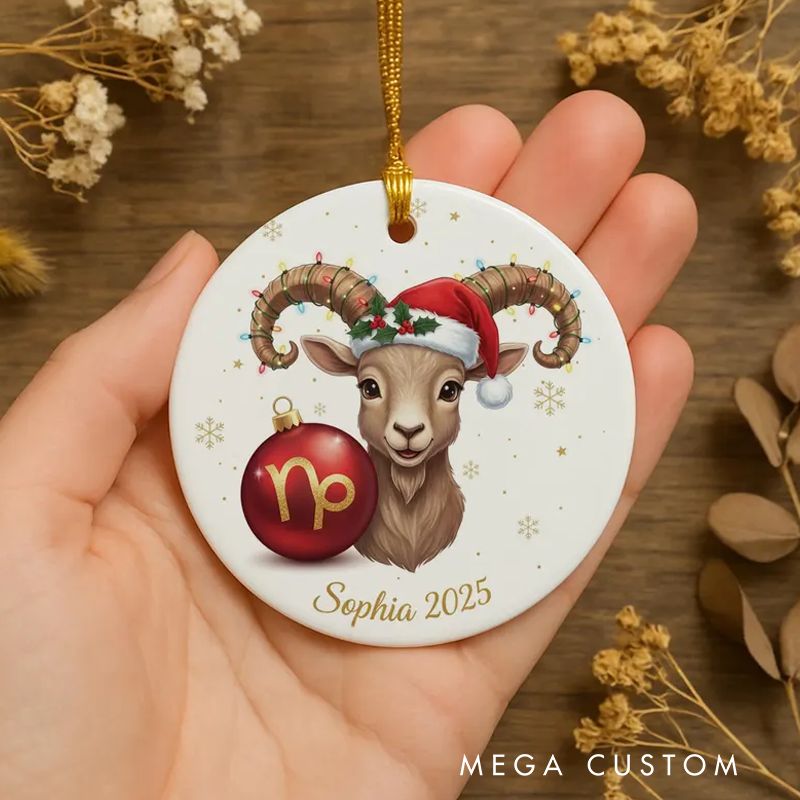 Personalized Ceramic Christmas Ornament Capricorn Zodiac Sign Astrology Christmas Decoration With Name Birthday Gift