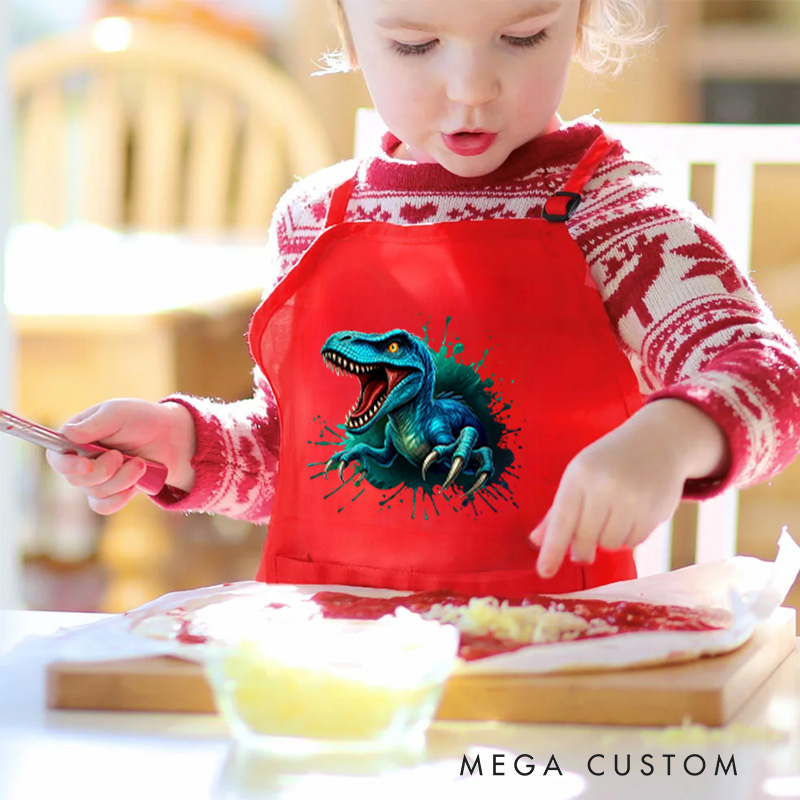 Personalized Dinosaur Art Apron with Custom Name for Creative and Exciting Painting Sessions Kid Apron Gift For Kids