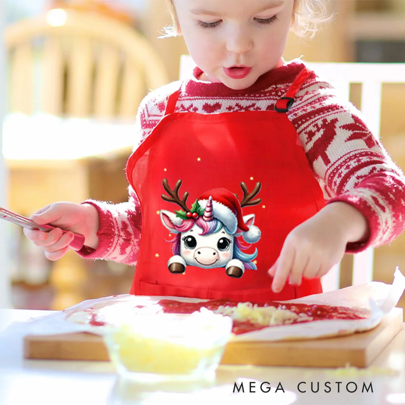 Personalized Festive Animal Apron with Custom Name for Joyful and Artistic Holiday Crafts Kid Apron Gift for Kids