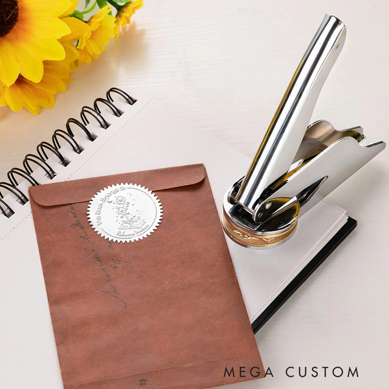 Personalized Birth Flower Constellation Book Embosser Stamp From the Library of Seal Birthday Gift for Book Lover