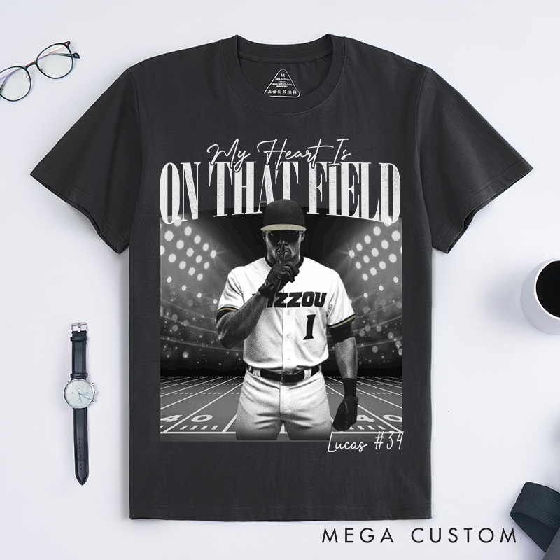 Personalized "I’ll Always Be Your Fan" Baseball T-Shirt with Custom Photo and Name 