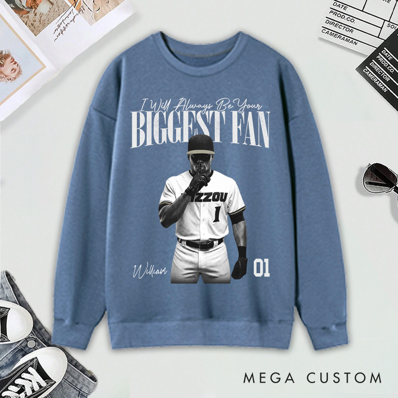 Personalized Biggest Fan Sweatshirt with Player Image and Name Customization 