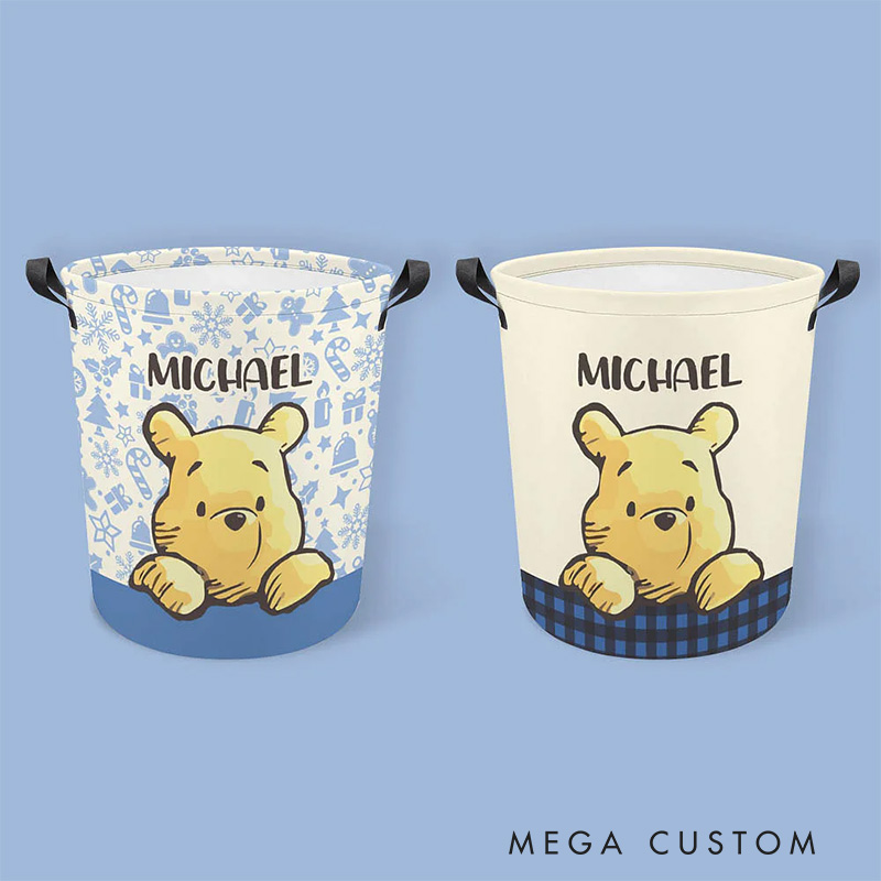 Personalized Cartoon Bear Collapsible Storage Basket for Laundry Toys Organizer Cartoon Lover Gift for Kids