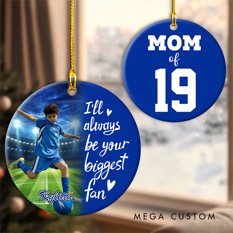 Personalized Soccer Photo Ornament with Custom Name and Number – Perfect Christmas Gift for Soccer Players