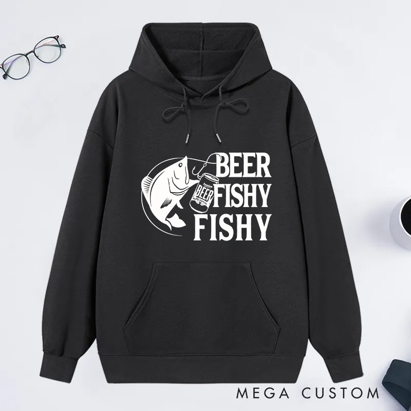 Personalized Funny Fishing Hoodie Mens Beer Fishing Hoodie Joke Fishing Gifts Punny Gag Meme Fisherman Loose Fit Hoodie Perfect Gift for Beer and Fishing Lovers