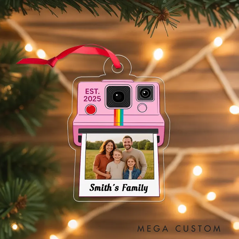 Personalized Camera Photo Ornament 2025 Custom Family Picture Ornament Polaroid Style Christmas Tree Decoration Gift for Families