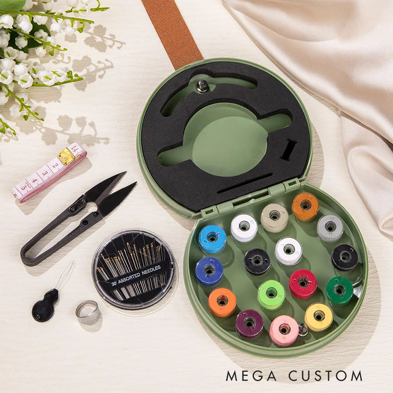 Personalized Birth Flower Portable Sewing Kit Set Storage Box with Name Birthday Gift for Tailor Lover