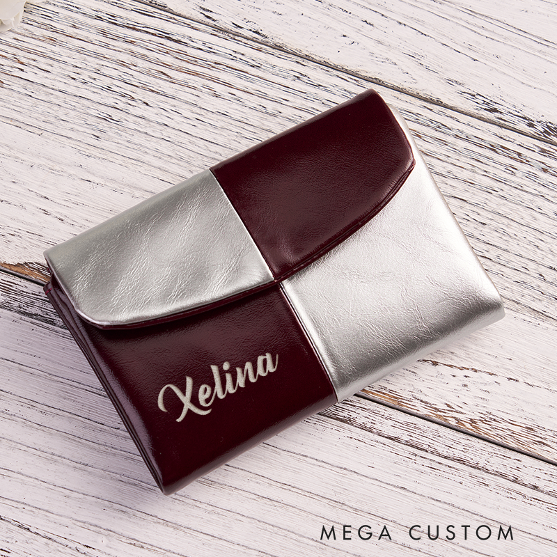 Personalized Womens Leather Wallet Custom Women's Wallet with Name Women's Purse with Engraving Birthday Gift for Mom Gift for Her