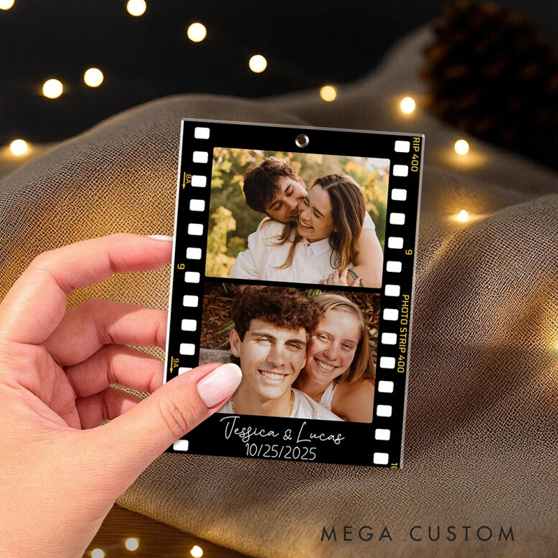 Personalized Film Strip Photo Ornament for Christmas Tree Custom Couple Picture Keepsake