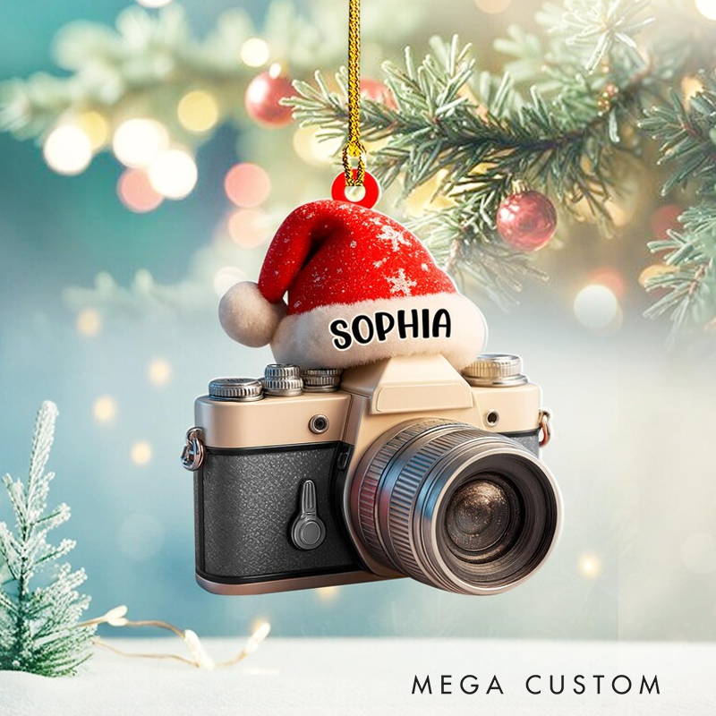 Personalized Camera Ornament 2025 Custom Photographer Christmas Ornament Photography Gift for Friend or Travel Lover Decoration